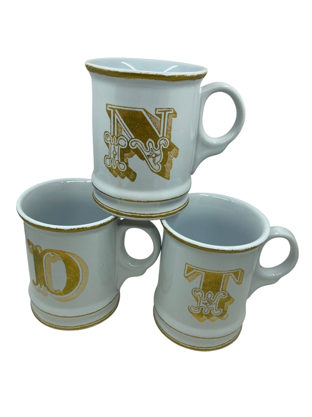 Williams Sonoma Gold Monogram Mugs